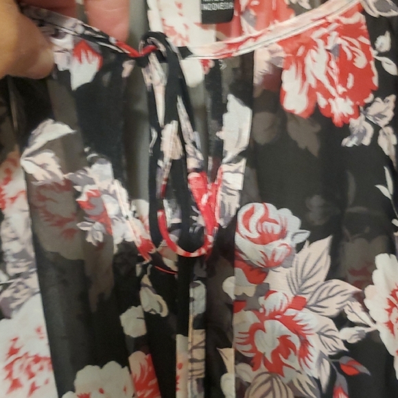 by & by Sheer  Floral Blouse - Black and Red - Picture 6 of 6